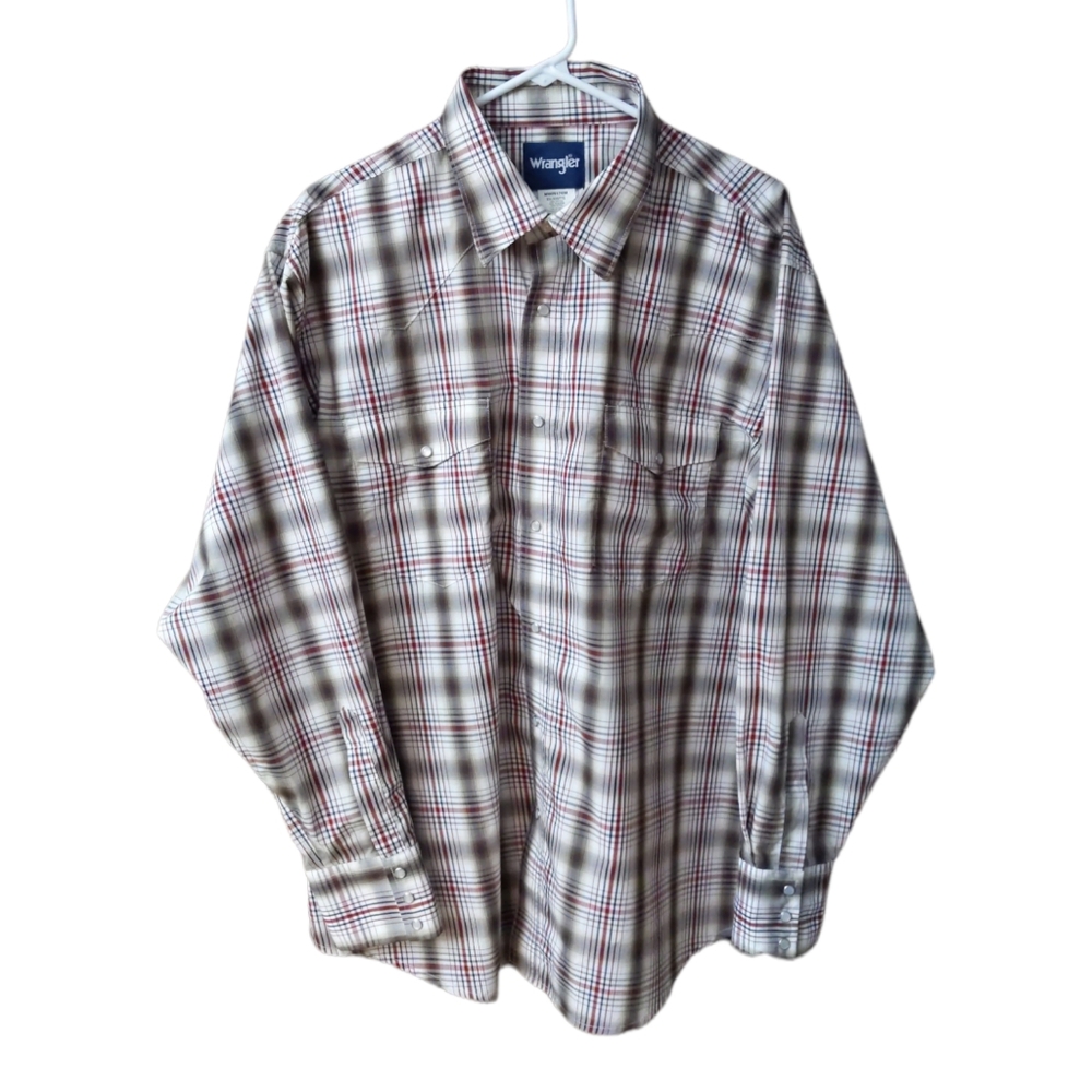 Wrangler Pearl Snap Western Button Up Shirt Men's Size XXL Long Sleeve